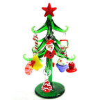 Sapin en verre de Murano avec 12 mini pendentifs (14 cm)