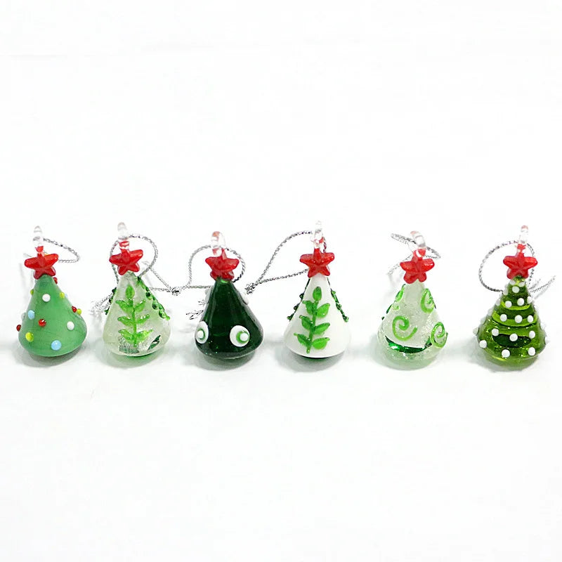 Mini sapins en verre soufflé faits main (3 cm)