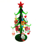 Sapin en verre de Murano avec 12 mini pendentifs (14 cm)