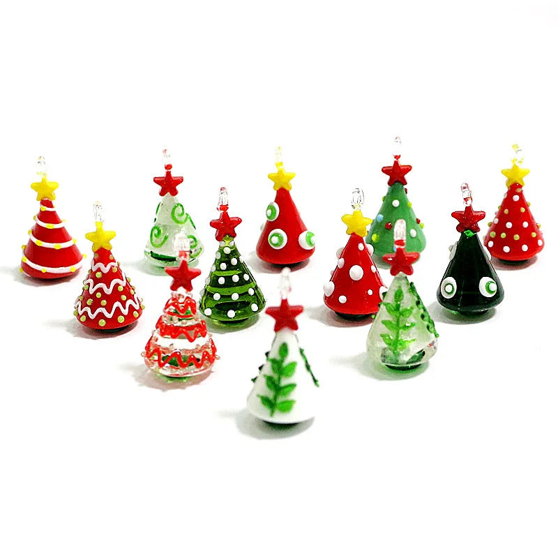 Mini sapins en verre soufflé faits main (3 cm)