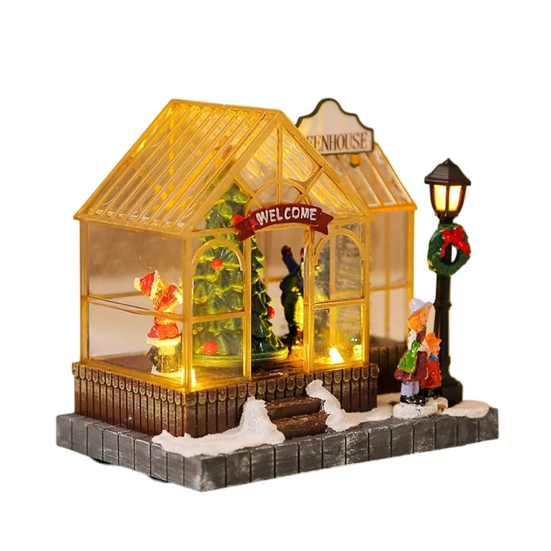 Serre de Noël musicale et lumineuse avec sapin tournant