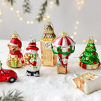 Suspension de Noël en verre peint (Père Noël, bonhomme de neige…)