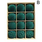Boules de Noël en velours – lot de 12 (6 cm)