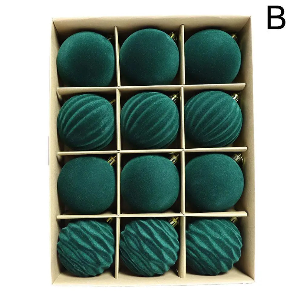 Boules de Noël en velours – lot de 12 (6 cm)