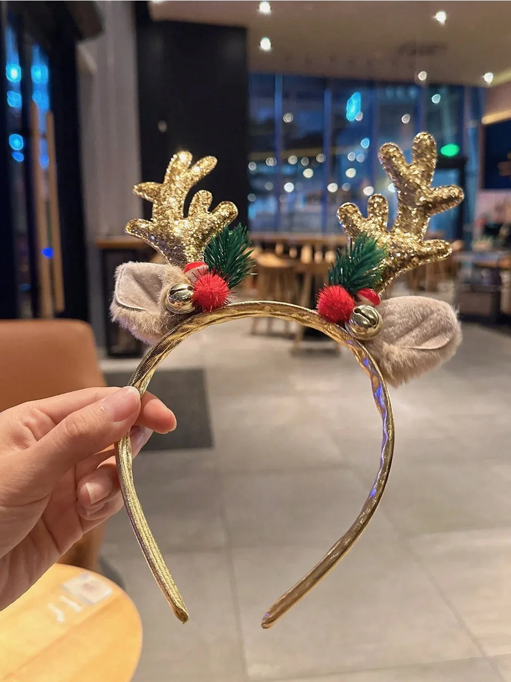 Serre-tête Bois de Renne doré à paillettes