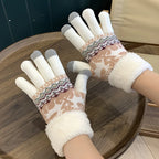 Gants de Noël Jacquard Renne – Tactiles et doublés peluche