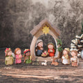 Crèche de Noël 12 santons et étable lumineuse