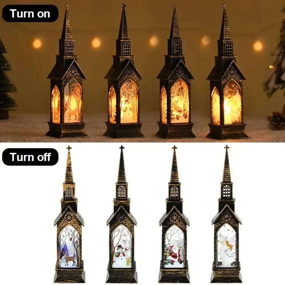 Lanterne église lumineuse de Noël