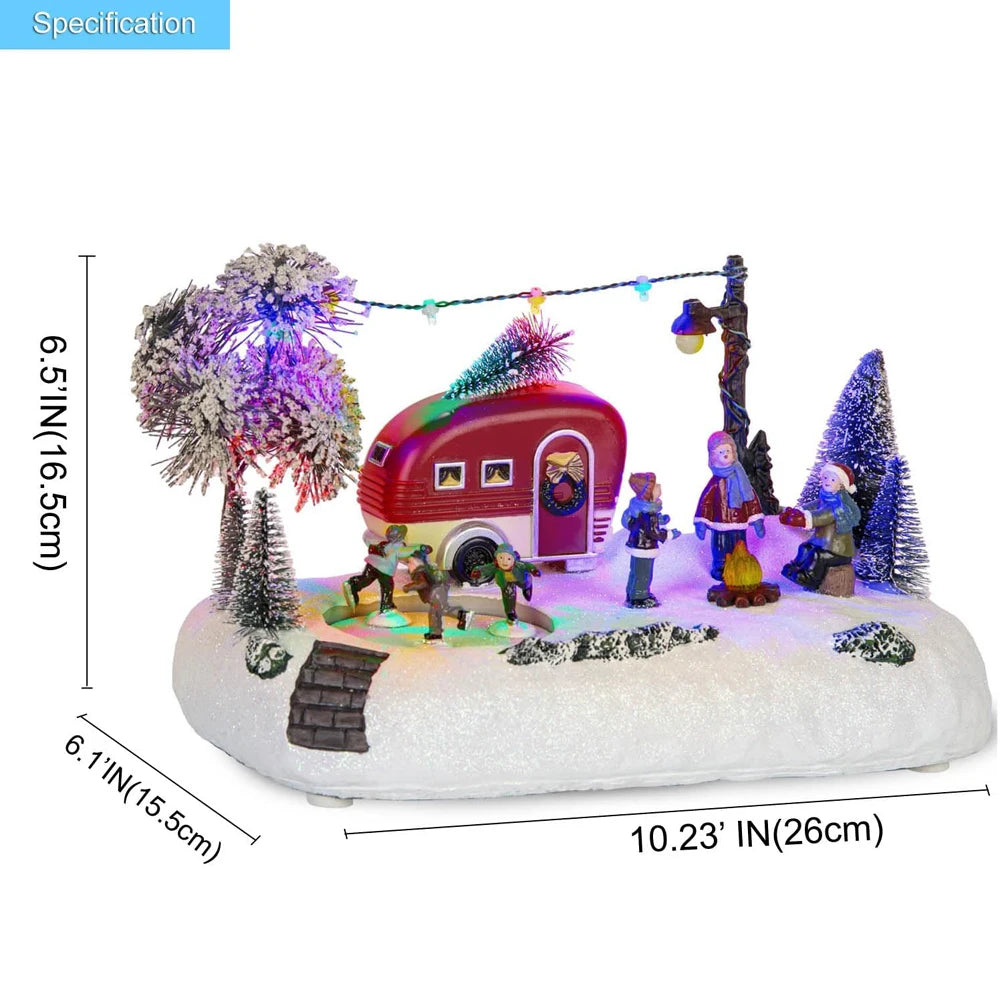 Village de Noël animé – caravane et patineurs