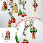 Suspension de Noël en verre peint (Père Noël, bonhomme de neige…)