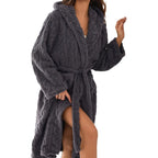 Peignoir à capuche en flanelle – Robe de chambre longue