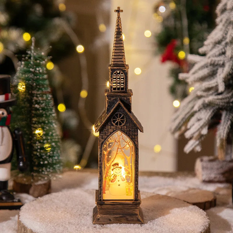 Lanterne église lumineuse de Noël