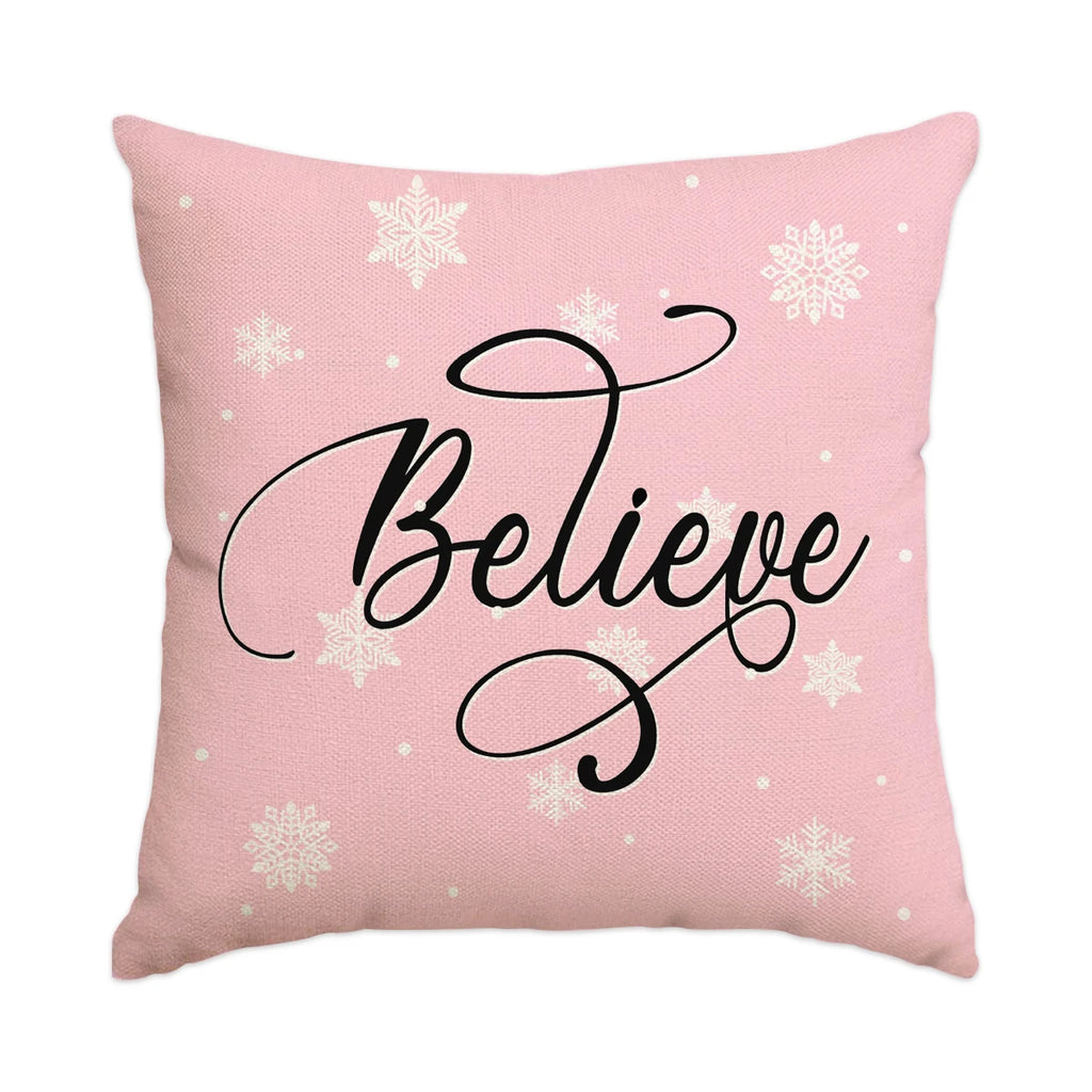 Housse de coussin de Noël rose – 45 x 45 cm