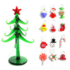 Sapin en verre de Murano avec 12 mini pendentifs (14 cm)