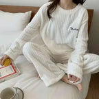 Pyjama velours corail – Ivoire