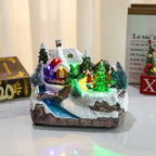 Scène de Noël lumineuse et tournante en résine (17 modèles)