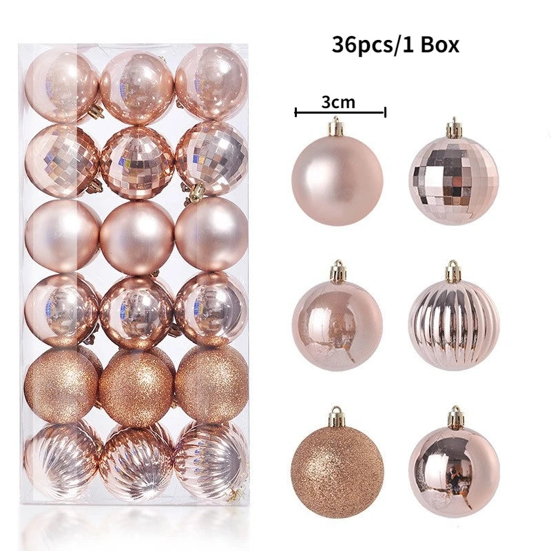 Boules de Noël brillantes – lot de 24 ou 36 (3 cm)