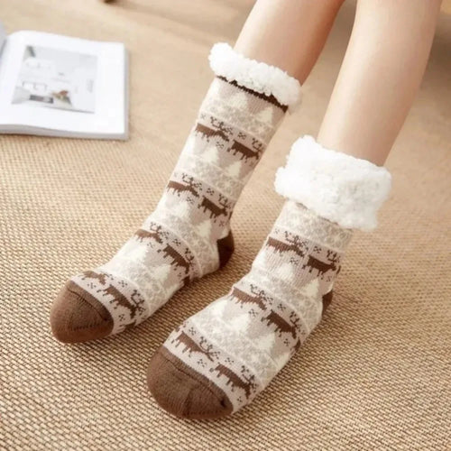 Chaussettes Cocooning Renne – Peluche antidérapante