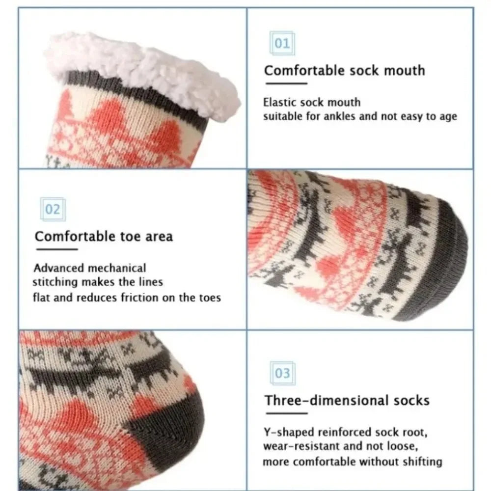 Chaussettes Cocooning Renne – Peluche antidérapante