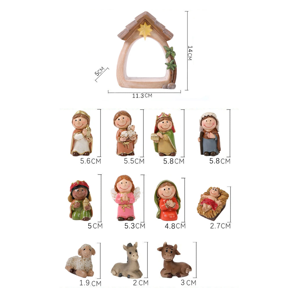 Crèche de Noël 12 santons et étable lumineuse