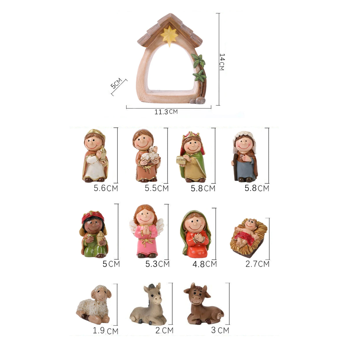 Crèche de Noël 12 santons et étable lumineuse