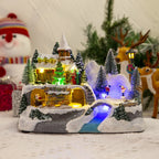 Grand village enneigé lumineux et animé