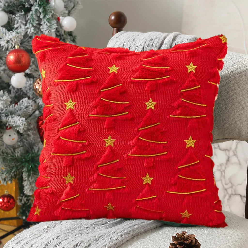 Housse de coussin sapin rouge