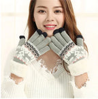 Gants de Noël Jacquard Renne – Tactiles et doublés peluche