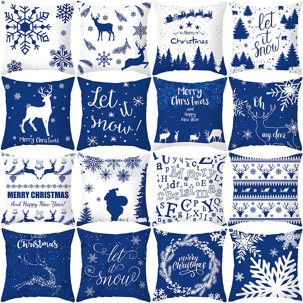 Housses de coussin de Noël bleu nuit