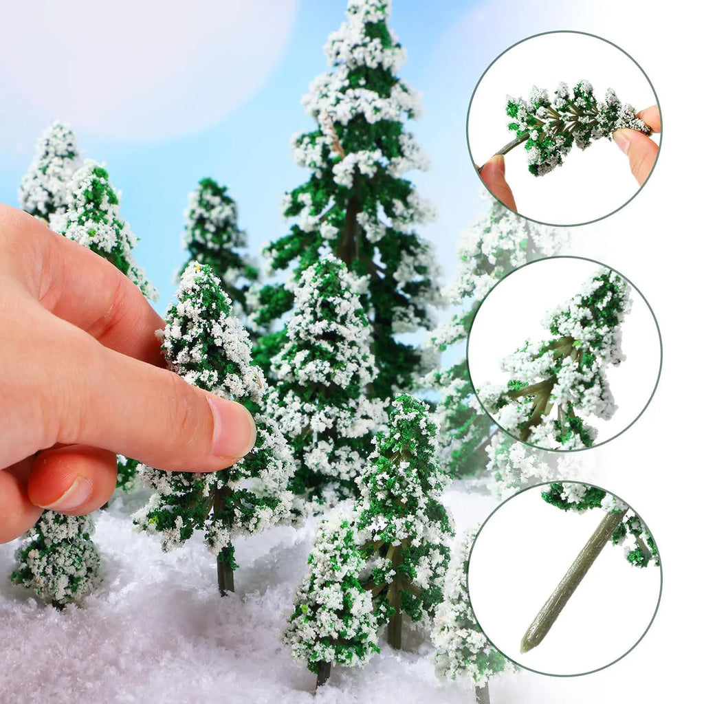 Lot de 19 mini sapins enneigés