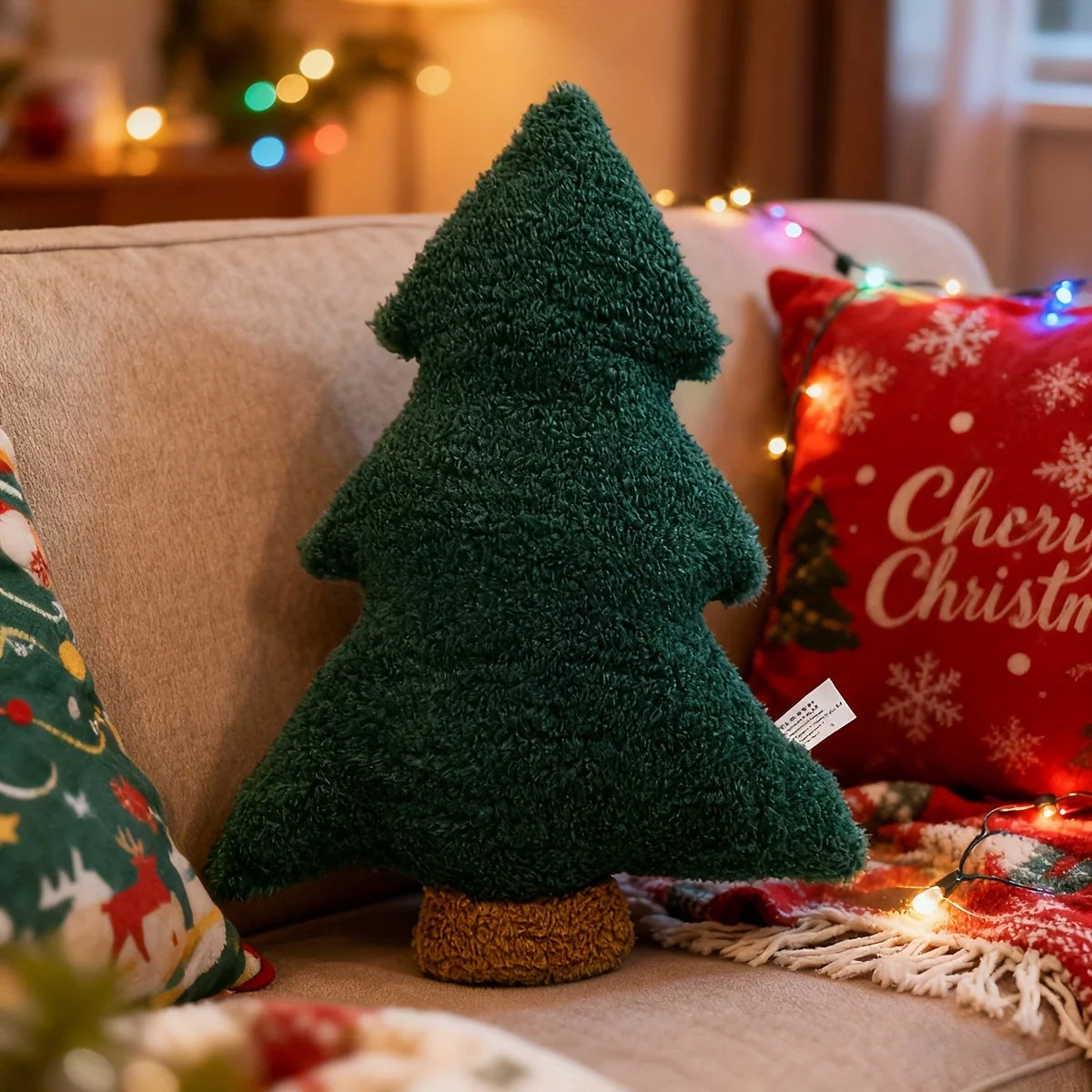 Petit coussin Sapin de Noël en peluche