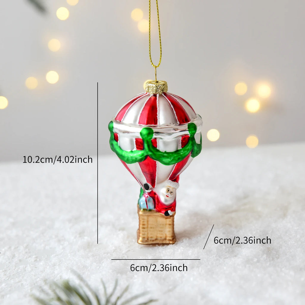 Suspension de Noël en verre peint (Père Noël, bonhomme de neige…)