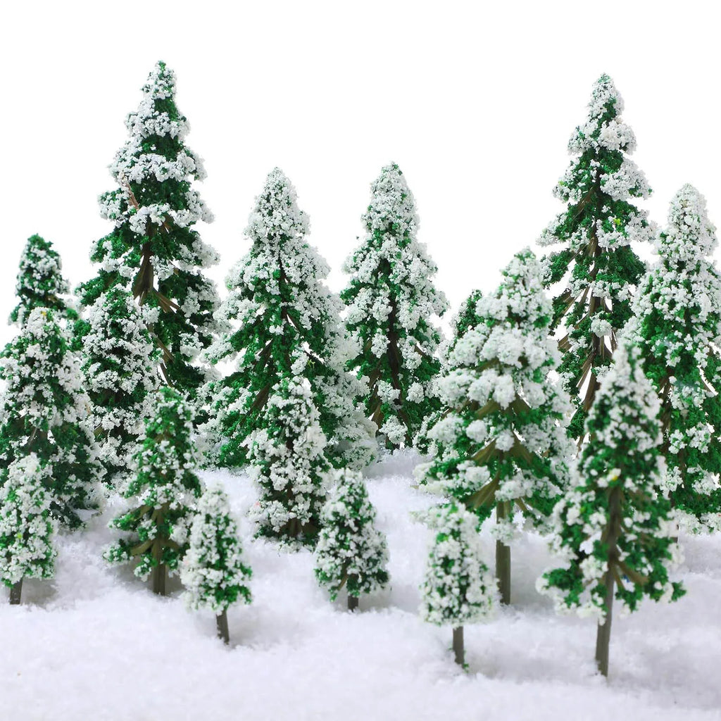 Lot de 19 mini sapins enneigés