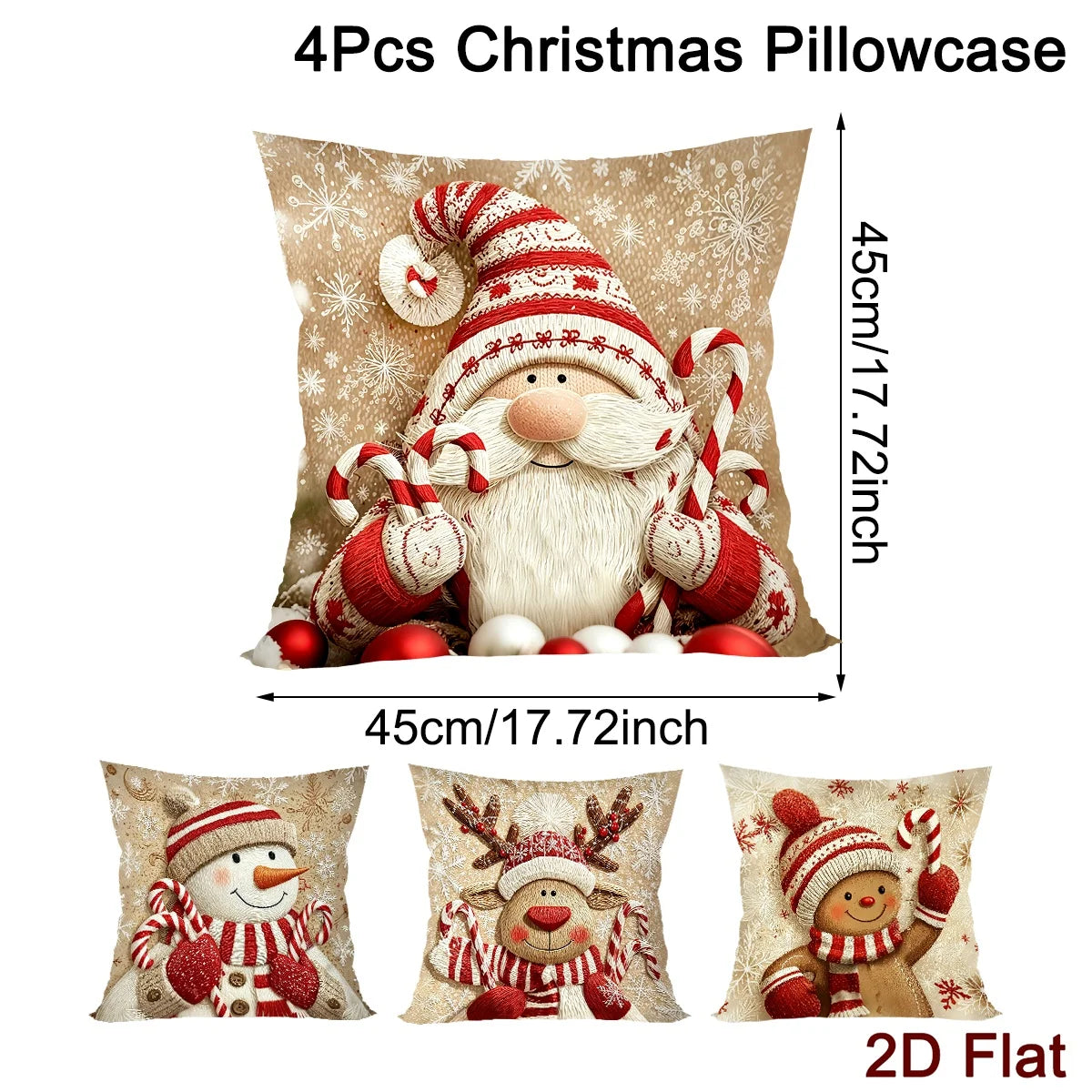 Lot de 4 housses de coussin Lutins & Pain d'épices
