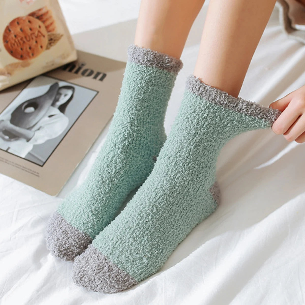 Lot de 5 paires de chaussettes de lit – Velours corail