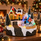 Maison de village de Noël et patinoire tournante
