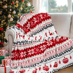 Plaid de Noël Rennes & Flocons – Polaire flanelle
