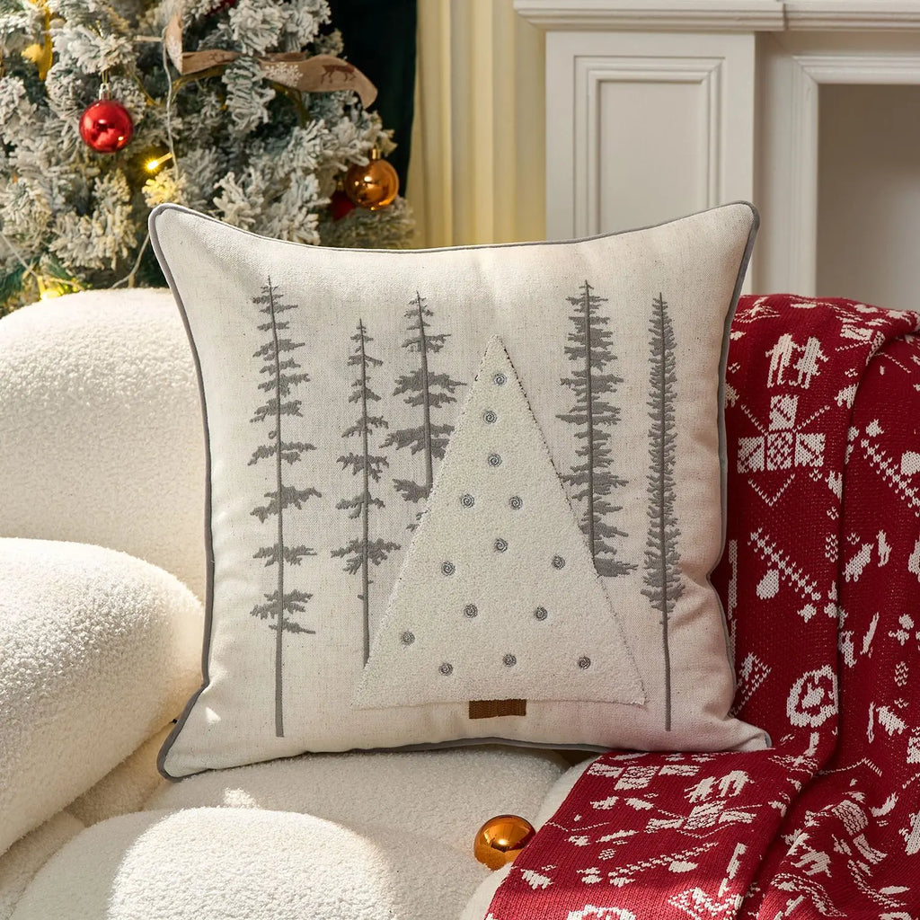 Housse de coussin de Noël brodée colorée