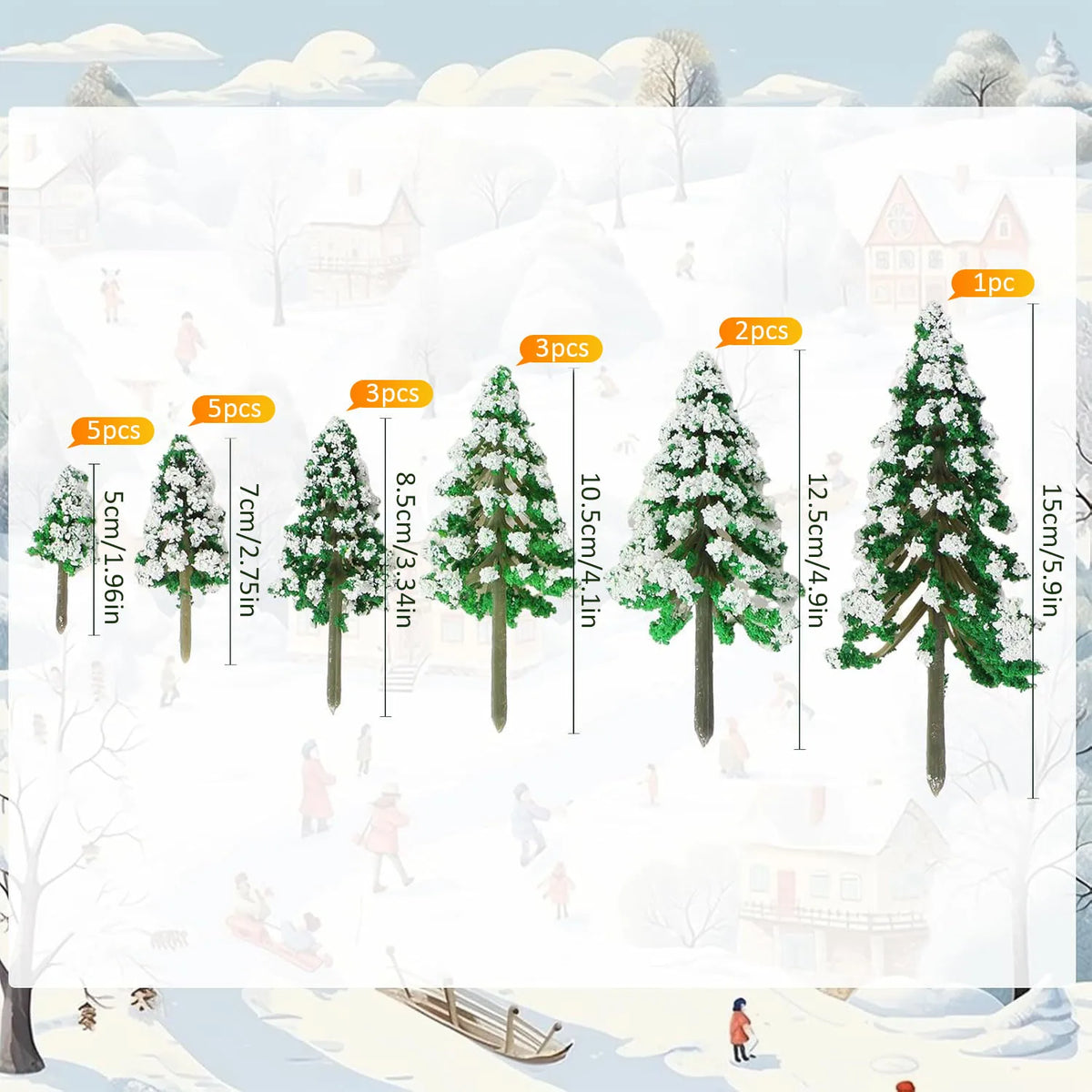Lot de 19 mini sapins enneigés