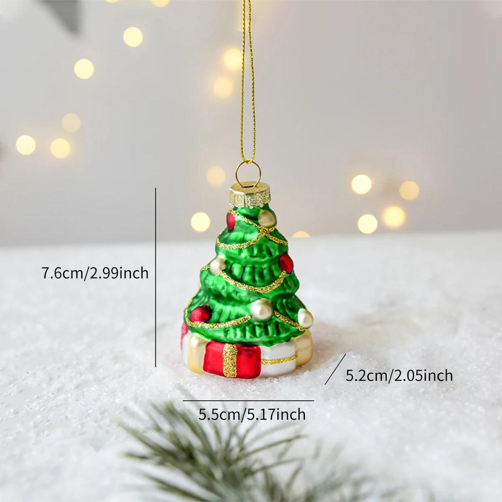 Suspension de Noël en verre peint (Père Noël, bonhomme de neige…)