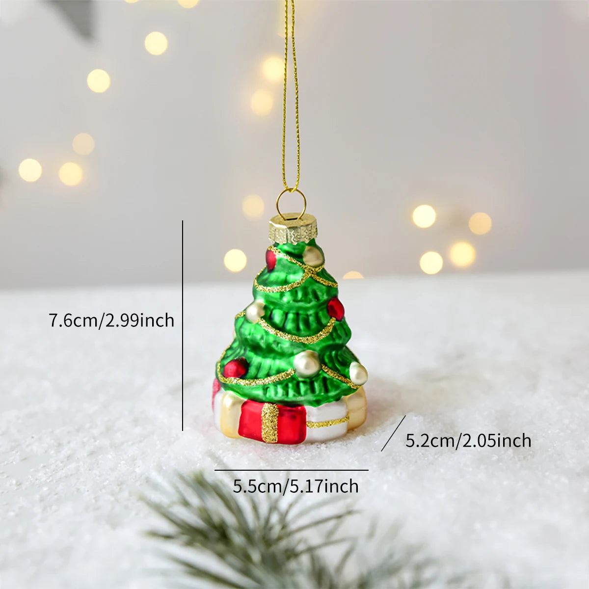Suspension de Noël en verre peint (Père Noël, bonhomme de neige…)