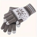 Gants de Noël brodés Flocons de neige – Tactiles