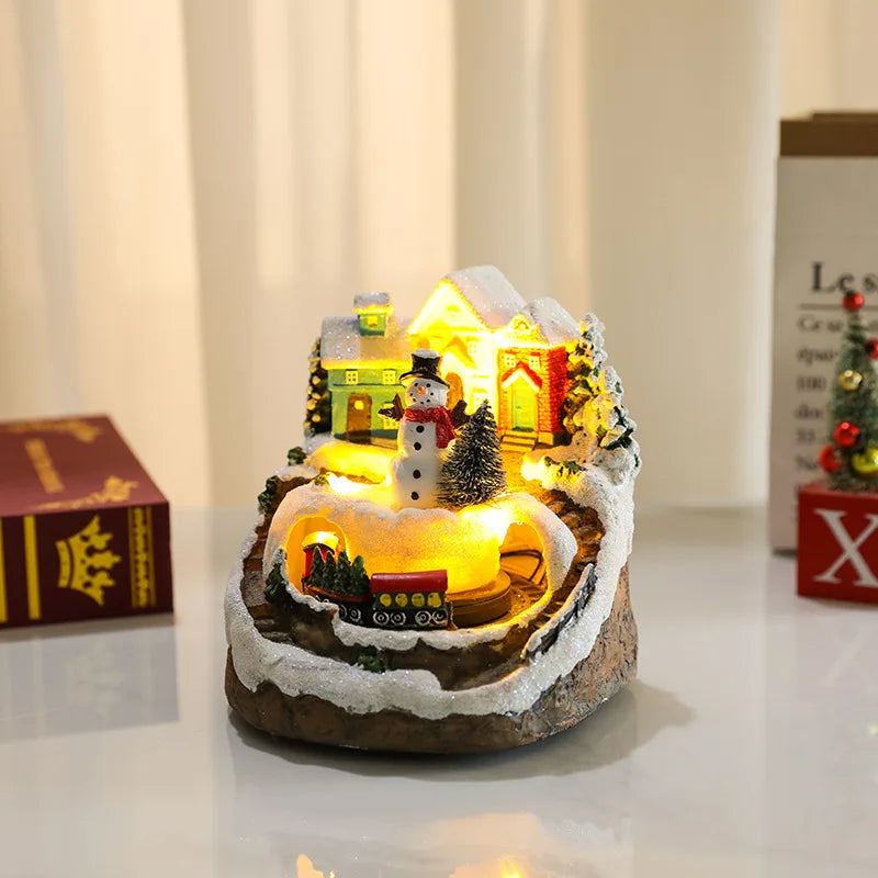 Scène de Noël lumineuse et tournante en résine (17 modèles)