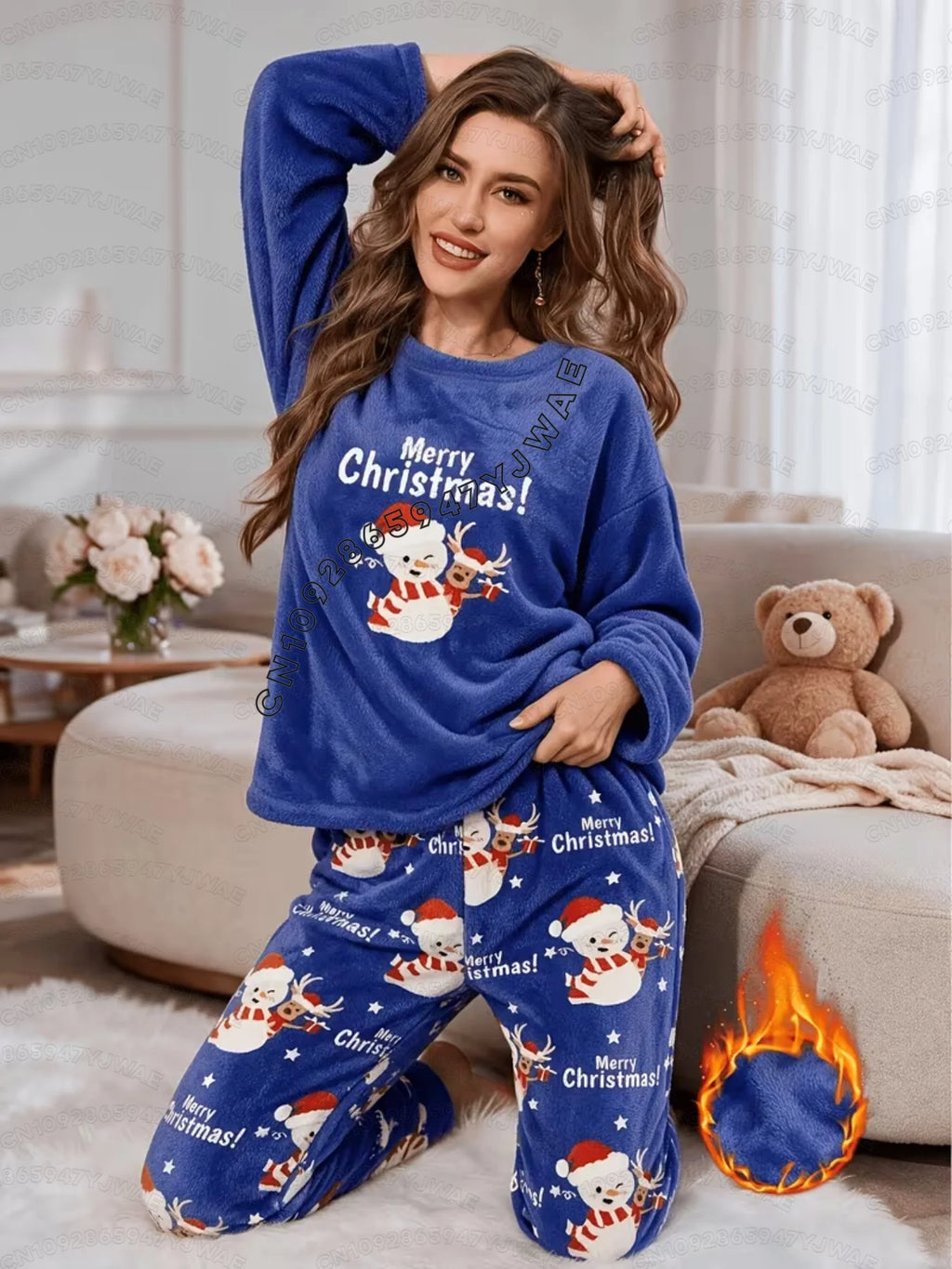 Pyjama de Noël en polaire – Père Noël & rennes