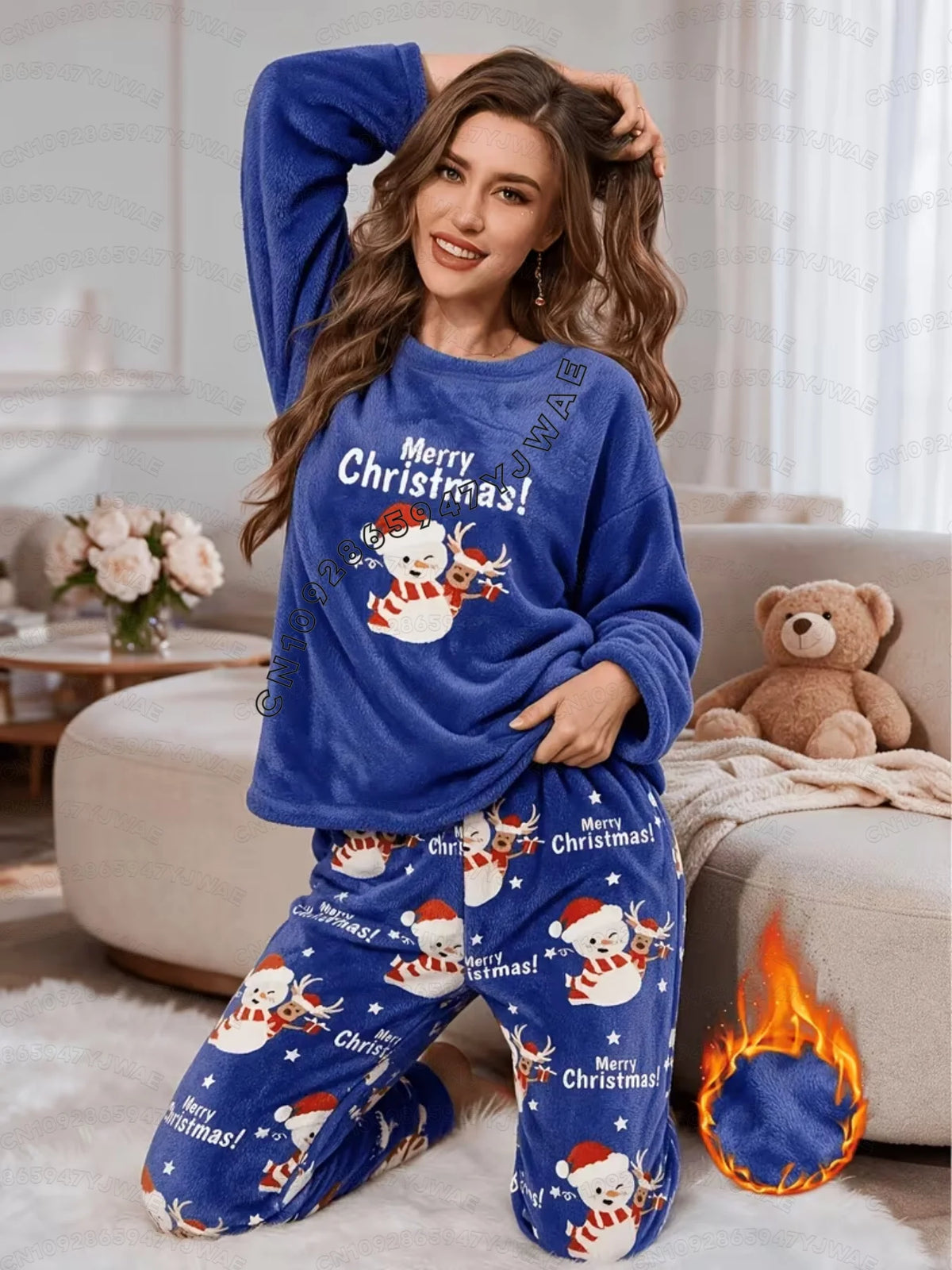Pyjama de Noël en polaire – Père Noël & rennes