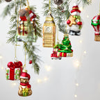 Suspension de Noël en verre peint (Père Noël, bonhomme de neige…)