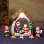 Crèche de Noël 12 santons et étable lumineuse