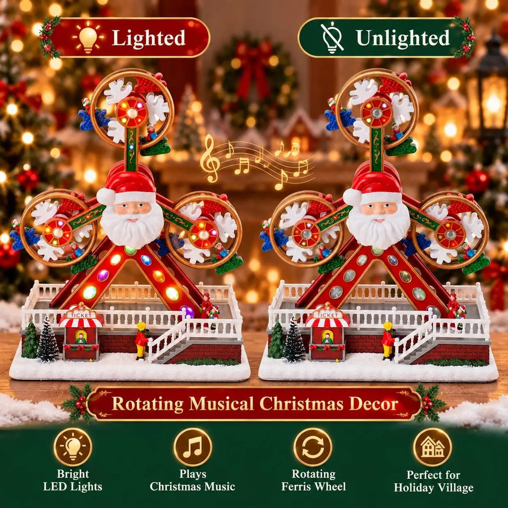 Grande roue de Noël animée, musicale et lumineuse
