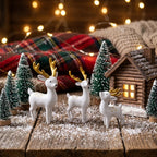 Lot de 3 rennes blancs miniatures