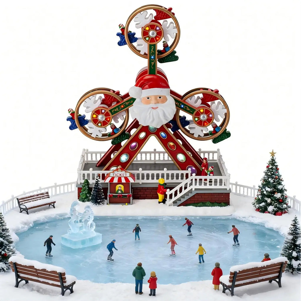 Grande roue de Noël animée, musicale et lumineuse